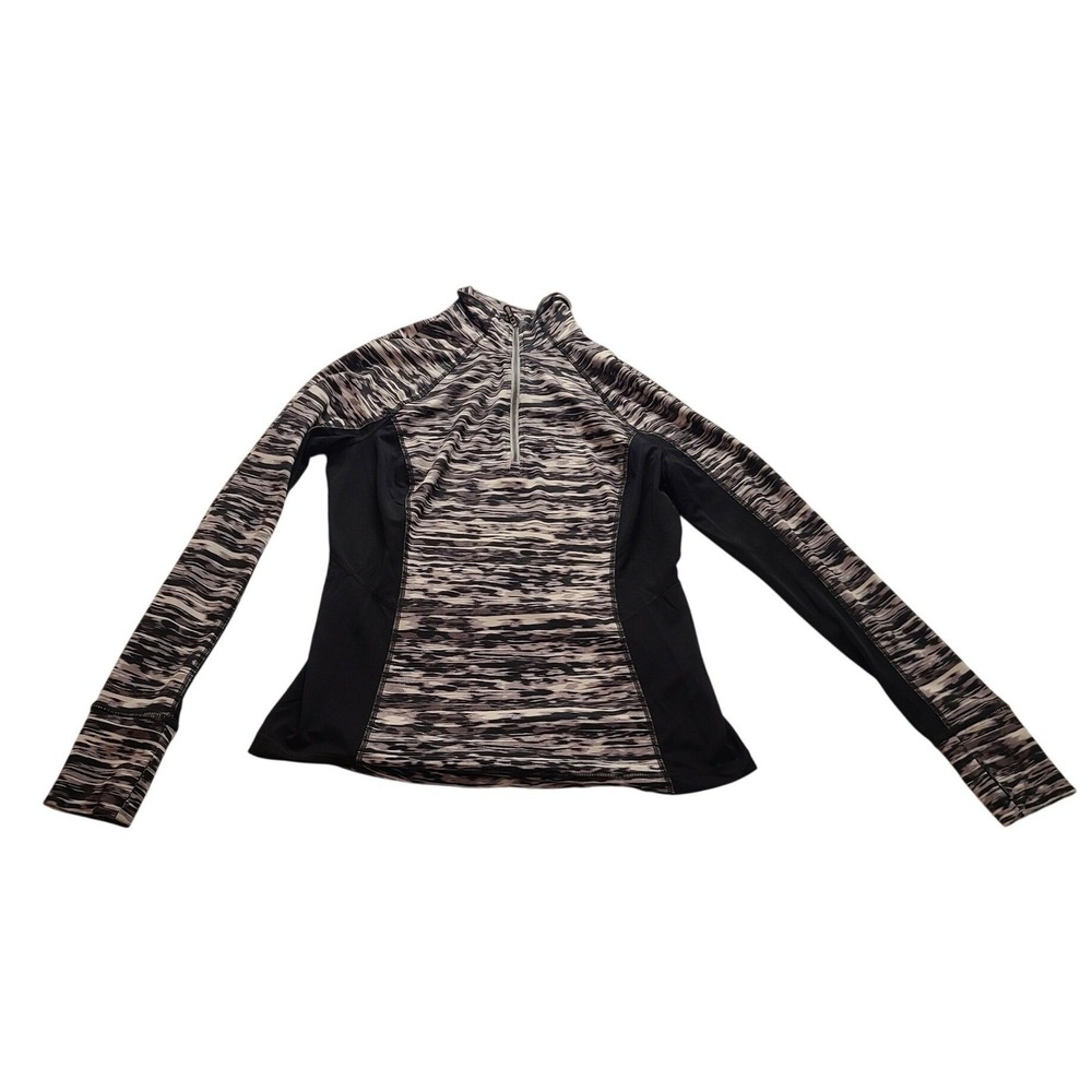 Tek Gear DryTek Women's‎ Medium Black White Space Dye Quarter Zip Pullover Top